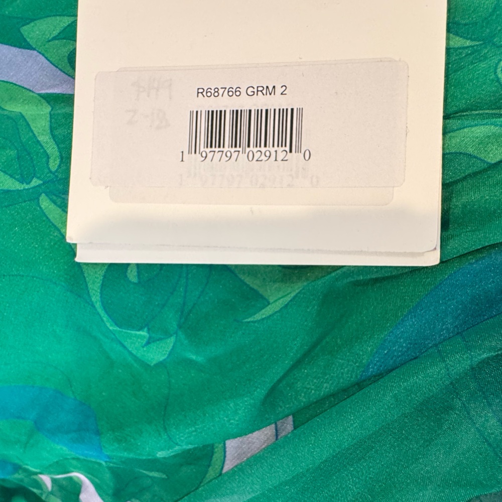 🦄 NWT Mac Duggal Sz 2 Printed Chiffon Green Floral A-Line Tiered Ruffle Skirt - Picture 16 of 16